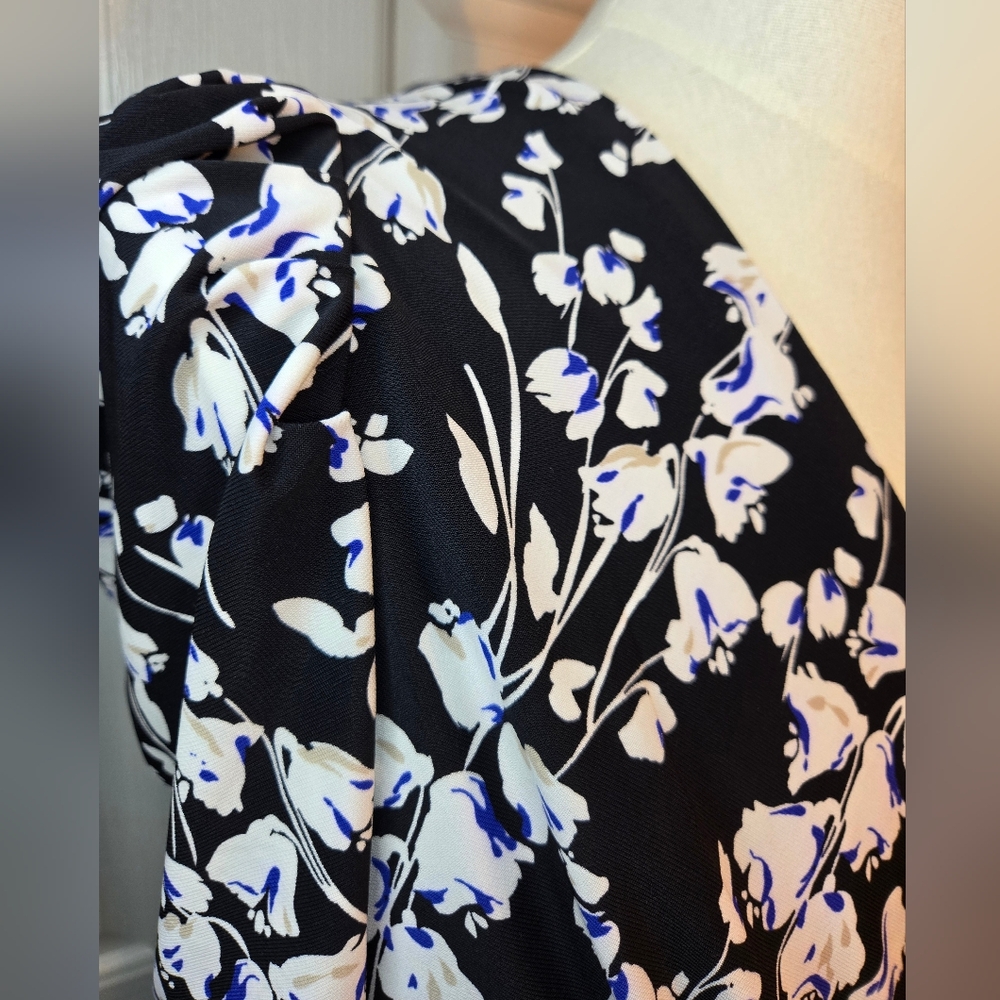 NWT Harper Rose Floral V-Neck Tulip Dress Black and White Size 10 - Picture 4 of 13
